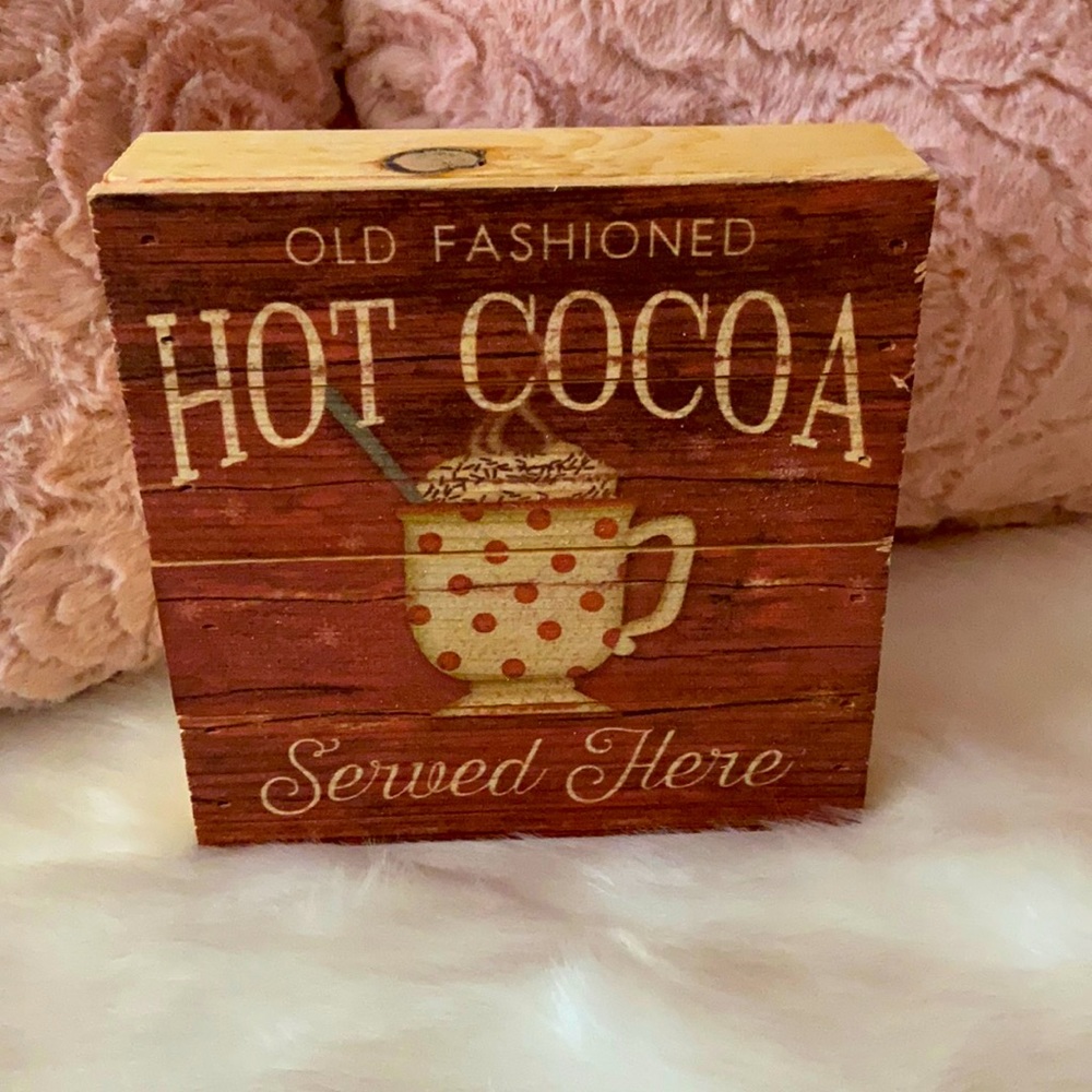 Hot cocoa wooden box sign